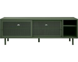 Tv-Meubel Metaal Groen - Schuifdeuren - 6-Vakken - 45x160x55cm - Veep - Giga Living