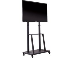 TV Meubel Mobiel – TV standaard – TV trolley – verrijdbare TV-stand – Mobiele TV-houder – Verstelbare Hoogte 32-80 Inch – Draagkracht 65 kg Met Metalen Planken