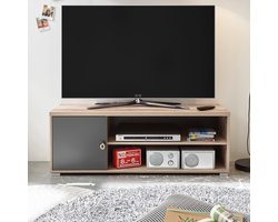 Tv-meubel Moleskin 120cm met 1 deur - antraciet/old style - Emob - TV-meubel - Bruin - Spaanplaat