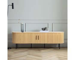 Tv-meubel Naturel Eiken Fineer - Schuifdeuren - 180x45x55,6cm