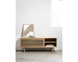 Tv-Meubel Naturel Eikenhout - 2-Deuren - 143x40x55cm - Tiber - Giga Living