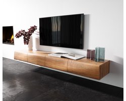 TV-meubel New Live-Edge 200 cm acacia natuur 4 deurs zwevend Lowboard