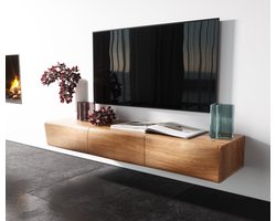 Tv-meubel New Live-Edge acacia natuur 145 cm 3 deurs zwevend Lowboard