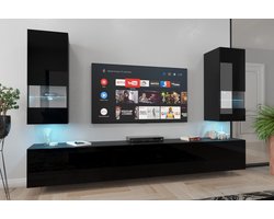Tv Meubel Next AN 21 - AN21-18B-HG1-1C - Led - Zwarte glans - 273 cm