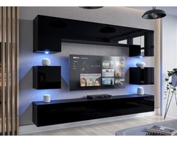 Tv Meubel - Next AN1 - AN1-17B-HG20-1A - Led - Zwarte Glans - 242 cm