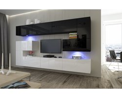 Tv Meubel Next AN3 - AN3-17BW-HG22-1A - Led - Zwarte / Witte glans - 263 cm