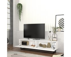 Tv-meubel Nolven kort frame 180x32x47 cm wit [en.casa]