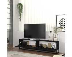 Tv-meubel Nolven lang frame 180x32x47 cm zwart [en.casa]