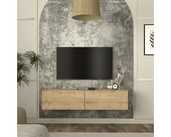 Tv-meubel Nolven zwevend 135x32x30 cm eikenkleurig [en.casa]