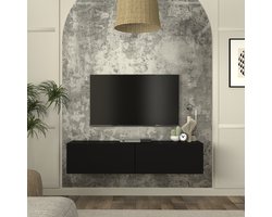 Tv-meubel Nolven zwevend 135x32x30 cm zwart [en.casa]