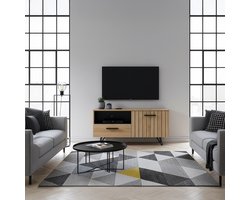 Tv-meubel Noppen 100x38x49 cm eikenkleurig en zwart [en.casa]