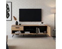 Tv-meubel Noppen 150x38x49 cm eikenkleurig en zwart [en.casa]