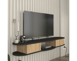 TV meubel Nyskiri zwevend 150x35x19 cm antraciet en eikenkleurig [en.casa]