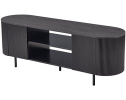 TV-Meubel Odile Donkerbruin - MDF - Breedte 160 cm - Hoogte 58 cm - Diepte 45 cm - Met planken - Met openslaande deuren