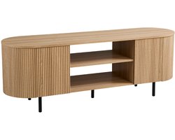 TV-Meubel Odile Eiken - MDF - Breedte 160 cm - Hoogte 58 cm - Diepte 45 cm - Met planken - Met openslaande deuren