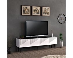 TV meubel Oppdal 45x154x37 cm wit en marmer zwart [en.casa]
