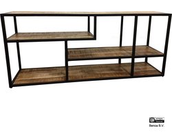 Tv-meubel Palermo 140cm | mangohout metaal 6 open vakken
