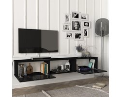 Tv-meubel Paltamo zwevend 180x31x29,5 cm marmer zwart