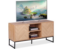 tv meubel - retro - 60 x 120 x 38 cm - 2 deuren - lichtbruin-zwart