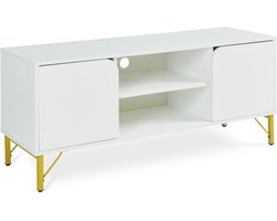 Tv-meubel Reyri 120x39x52 cm wit en goudkleurig [en.casa]