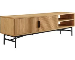 TV-Meubel Ruben Eiken - MDF - Breedte 160 cm - Hoogte 50 cm - Diepte 40 cm - Met lades - Met planken - Met openslaande deuren