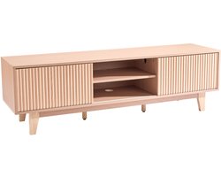 Tv-Meubel, Rustiek Entertainmentcentrum voor Tv's Tot 149.9 cm, 158.8 kg Draagvermogen, Media Console Tafel Met Instelbare Planken en Schuifdeur voor Woonkamer Of Slaapkamer, Burlywood