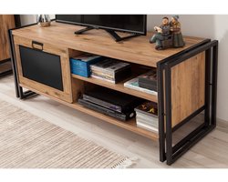 TV-meubel Sapphire | Melamine coating | Metalen frame | Atlantic Pine Zwart