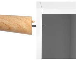 TV-meubel Scandinavisch Wit Houtlook 110x40x49,5 cm – Industrialhome Retro Lowboard met Deur & Open Planken – Stabiel TV-meubel van Spaanplaat & Rubberhout – Scandinavische Woonkamer Kast, TV-tafel, TV-plank