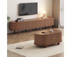 TV-Meubel Set - Met Salontafel - Opbergcombinatie - MDF - Walnootkleur