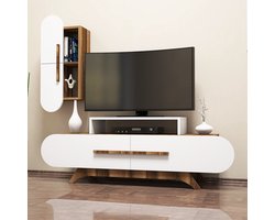 TV Meubel Set Rose Walnoot Wit Melamine 145x49,8x36,8 cm
