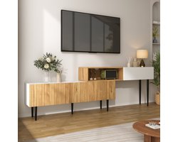 TV-Meubel Set - Verstelbare Lengte - Modulair 2-Delig Design - MDF - Hout/Wit
