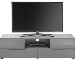 Tv-meubel Seta met 4 lades en open vak - hoogglans grijs - Emob - TV-meubel - Grijs - Spaanplaat