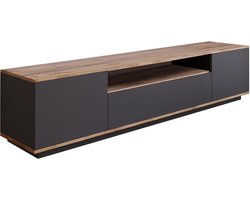 TV Meubel - Stijlvol Antraciet & Eiken Design - Ruime 180x44,6x44,5cm Afmetingen - Duurzaam Melamine Materiaal
