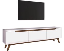 TV Meubel - Stijlvol Walnoot & Wit Design - 180x48,6x35cm - Duurzaam Melamine Materiaal