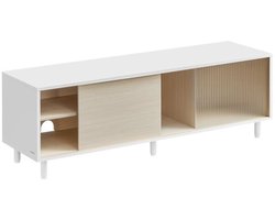 Tv-meubel - Stijlvol Wonen - Modern design - Geribbeld glas - Natuurlijk Beige