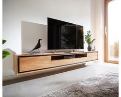 Tv-meubel Stonegrace Acacia natuur 240 cm 2 deuren 1 legplank 2 laden steenfineer zwevend lowboard