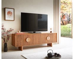 Tv-meubel Surimu 175 cm acacia lichtbruin 4 deuren kurkgreep houten poten