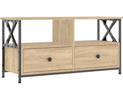 Tv-meubel | Televisiekast | Tv-kast | Mediameubel 90x33x45 cm bewerkt hout en ijzer sonoma eikenkleur