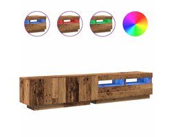 Tv-meubel | Televisiekast | Tv-kast | Mediameubel met LED 200x35x40 cm bewerkt hout oud hout
