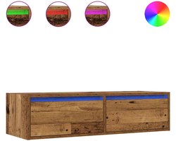 Tv-meubel | Televisiekast | Tv-kast | Mediameubel met LED-verlichting 100X35,5x25 cm oud houtkleurig