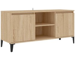 Tv-meubel | Televisiekast | Tv-kast | Mediameubel met metalen poten 103,5x35x50 cm sonoma eikenkleurig