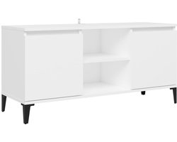 Tv-meubel | Televisiekast | Tv-kast | Mediameubel met metalen poten 103,5x35x50 cm wit