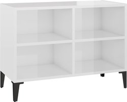 Tv-meubel | Televisiekast | Tv-kast | Mediameubel met metalen poten 69,5x30x50 cm hoogglans wit