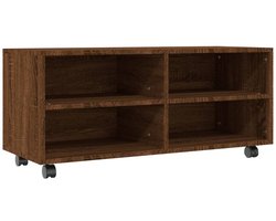 Tv-meubel | Televisiekast | Tv-kast | Mediameubel met wieltjes 90x35x35 cm bewerkt hout bruin eikenkleur