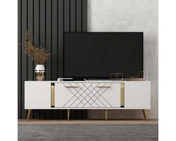 Tv-meubel Thijs - 35x150x48 cm - MDF/wit - Emob - Woonkamerkasten - Wit - MDF - Woonkamerkasten - Op voorraad