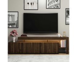 Tv-meubel Tijn met led-verlichting - 37x192x53 cm - MDF/walnoot - Emob - Woonkamerkasten - Bruin - MDF - Woonkamerkasten - Op voorraad