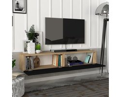Tv-meubel Toivakka zwevend 135x31x25 cm eiken en zwart
