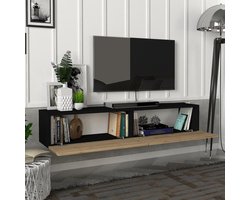 Tv-meubel Toivakka zwevend 135x31x25 cm zwart en eiken