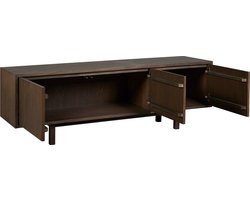 TV-meubel Tomar - Hardhout - Espresso Bruin - 150x50x40 cm (BxHxD) - MDF met fineer afwerking - Push-to-open systeem