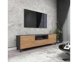 TV meubel Torsby 46x140x30 cm antraciet en eiken